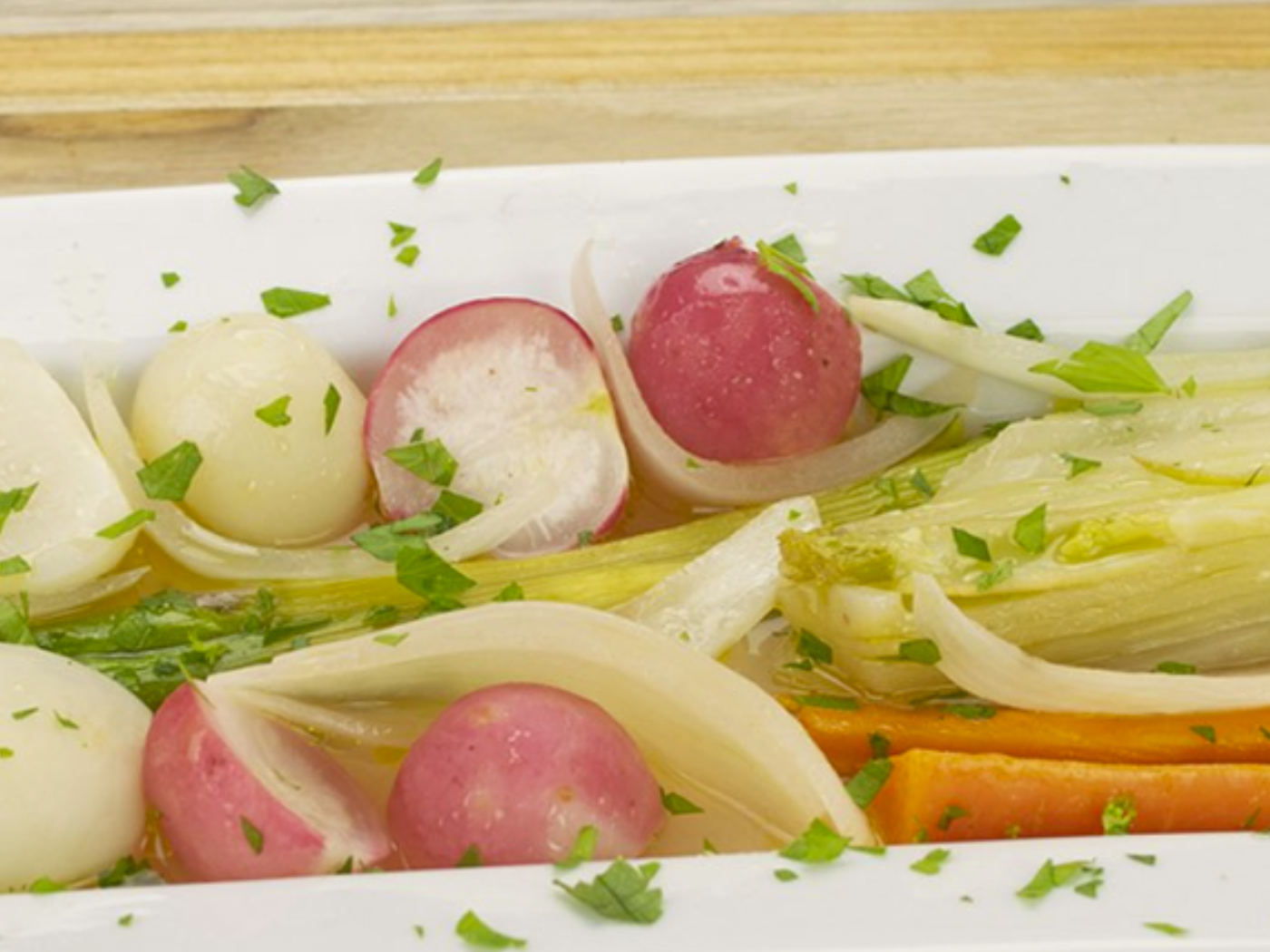 Herb-Poached Spring Vegetables